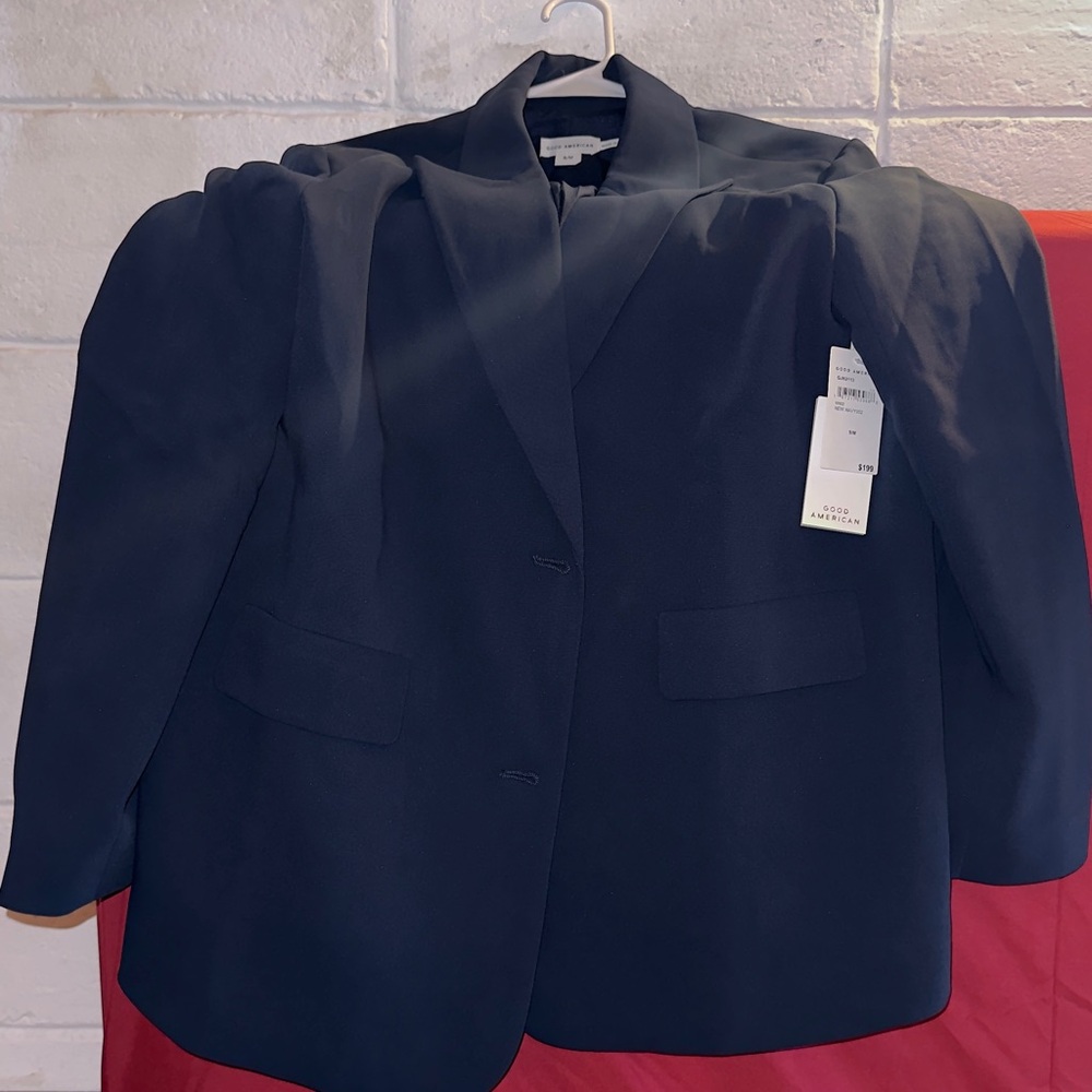 Good American Black Blazer Structured Formal Jacket